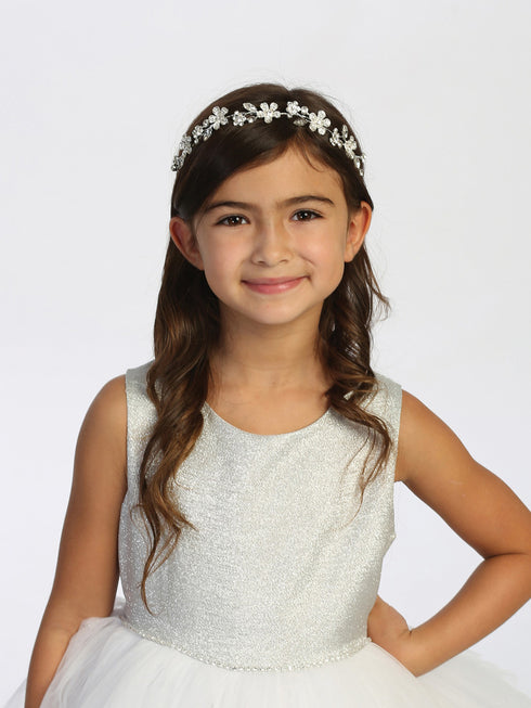 Tip Top Kids Girls Silver Flower Leaf Headpiece - SophiasStyle.com