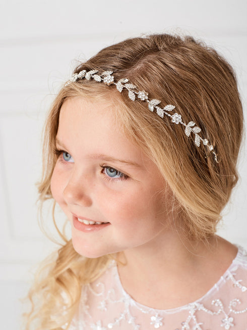 Tip Top Kids Girls White Sparkling Floral Headpiece - SophiasStyle.com