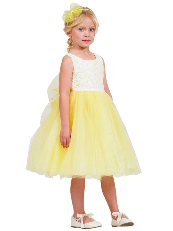 Kids Dream Little Girls Yellow Lace Tulle Sleeveless Easter Dress 2-6 - SophiasStyle.com