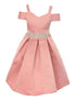 Crayon Kids Girls Multi Color Cold Shoulder Rhinestone Bow Christmas Dress 2T-14 - SophiasStyle.com