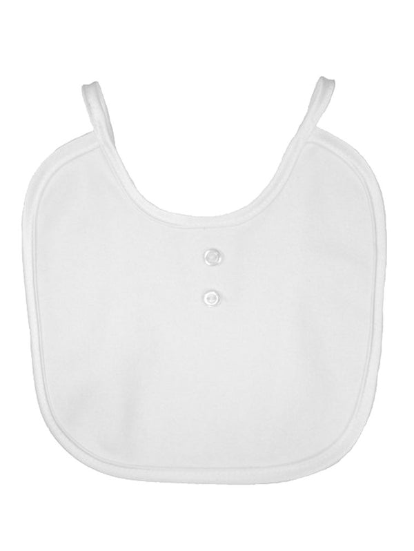 Little Things Mean A Lot Unisex White Cotton Knit Interlock Button Bib - SophiasStyle.com