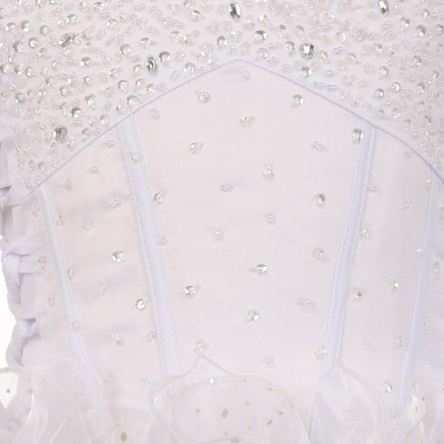 Rainkids Little Girls White Sequin Sparkly Ruffle Organza Communion Dress 6 - SophiasStyle.com