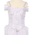 Rainkids Big Girls White Off Shoulder Sparkly Ruffle First Communion Dress 7-20 - SophiasStyle.com