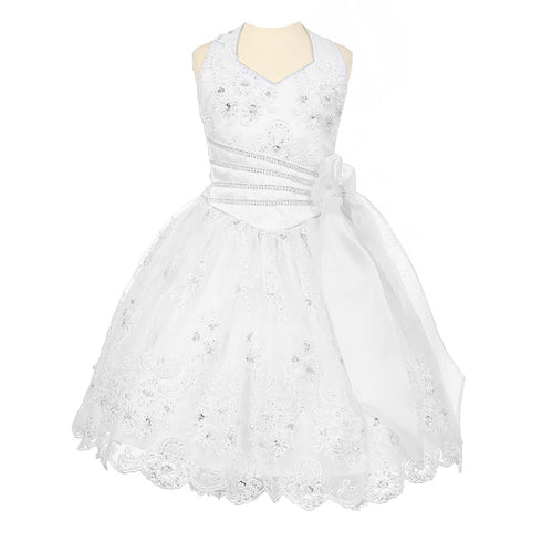 Rainkids Big Girls White Stunning Ruffle Detachable First Communion Dress 7-20 - SophiasStyle.com
