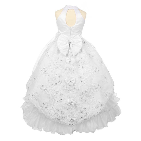 Rainkids Big Girls White Stunning Ruffle Detachable First Communion Dress 7-20 - SophiasStyle.com