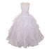 RainKids Big Girls White Sequin Flower Layer Organza Tulle Communion Dress 7-18 - SophiasStyle.com