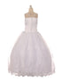 Big Girls White Satin Embroidered Lace Criss Cross Bolero Communion Dress 7-24 - SophiasStyle.com