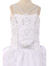 Big Girls White Satin Embroidered Lace Criss Cross Bolero Communion Dress 7-24 - SophiasStyle.com