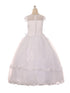Big Girls White Illusion Neck Embroidered Satin Organza Communion Dress 7-20 - SophiasStyle.com