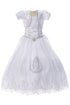 Big Girls White Virgin Mary Rhinestone Brooch Bolero Communion Dress 7-24 - SophiasStyle.com
