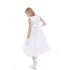 Petite Adele Little Girls White Satin Organza Brooch Flower Girl Dress 2T-6 - SophiasStyle.com