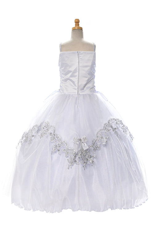 Big Girls White Virgin Mary Beaded Lace Bow Bolero Communion Dress 7-24 - SophiasStyle.com