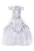 Big Girls White Virgin Mary Beaded Lace Bow Bolero Communion Dress 7-24 - SophiasStyle.com