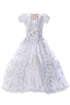 Big Girls White Virgin Mary Beaded Lace Bow Line Bolero Communion Dress 7-24 - SophiasStyle.com