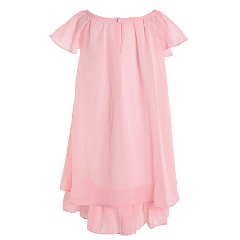 Petite Adele Big Girls Blush Flower Pin Chiffon Junior Bridesmaid Dress 8-12 - SophiasStyle.com