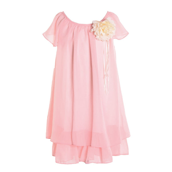 Petite Adele Little Girls Blush Flower Pin Chiffon Flower Girl Dress 2T-6 - SophiasStyle.com