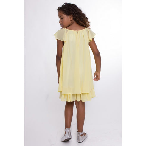 Petite Adele Big Girls Yellow Flower Pin Chiffon Junior Bridesmaid Dress 8-12 - SophiasStyle.com