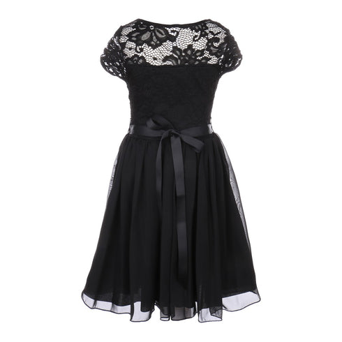 Lace and Chiffon Junior Bridesmaid Party Dress with Stone Belt, Sizes 8-14 - SophiasStyle.com