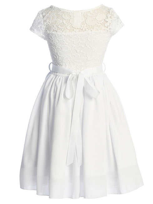 Lace and Chiffon Junior Bridesmaid Party Dress with Stone Belt, Sizes 8-14 - SophiasStyle.com
