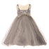 Petite Adele Big Girls Grey Satin Glitter Mesh Junior Bridesmaid Dress 8-12 - SophiasStyle.com