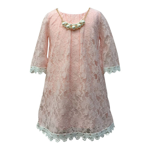 Petite Adele Little Girls Blush Lace Necklace Flower Girl Dress 2T-6 - SophiasStyle.com