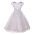 Big Girls White Sparkle Brooch Accent Short Sleeve Junior Bridesmaid Dress 8-14 - SophiasStyle.com
