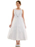 Petite Adele Big Girls White Dull Satin Brooch Junior Bridesmaid Dress 8-12 - SophiasStyle.com