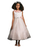 Petite Adele Little Girls Blush 3D Flower Neckline Rhinestone Belt Dress 2-6 - SophiasStyle.com