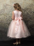 Petite Adele Big Girls Blush Rhinestone Belt Tulle Skirt Satin Dress 8-16 - SophiasStyle.com