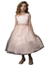 Petite Adele Big Girls Blush Rhinestone Belt Tulle Skirt Satin Dress 8-16 - SophiasStyle.com