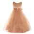 Petite Adele Big Girls Champagne Dull Satin Brooch Junior Bridesmaid Dress 8-12 - SophiasStyle.com