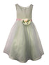 Petite Adele Girls Dull Satin Tulle Overlay Broche Flower Girl Dress 2T-12 - SophiasStyle.com