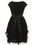 Just Kids Big Girls Black Lace Cap Sleeved Ruffle Junior Bridesmaid Dress 8-14 - SophiasStyle.com