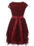 Just Kids Big Girls Burgundy Lace Ruffle Junior Bridesmaid Dress 8-14 - SophiasStyle.com