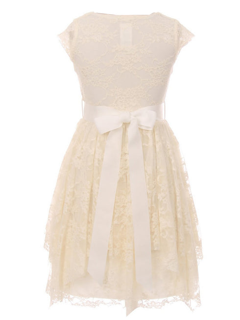 Just Kids Big Girls Off-White Lace Ruffle Junior Bridesmaid Dress 8-14 - SophiasStyle.com