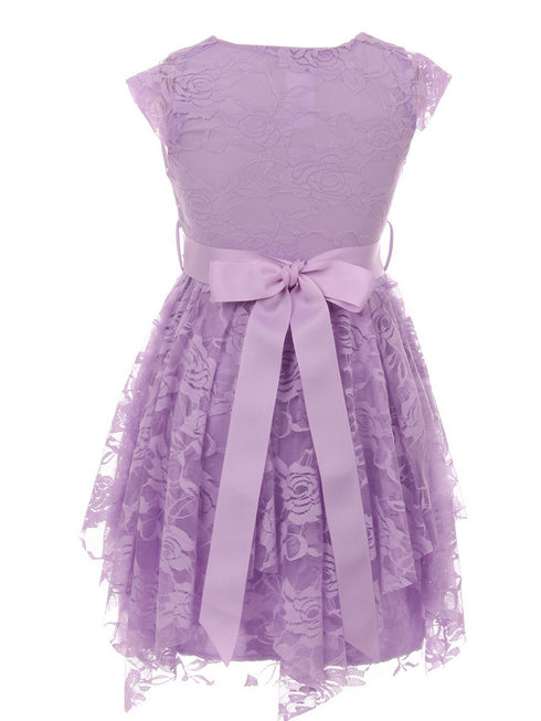 Just Kids Little Girls Lilac Lace Cap Sleeved Easter Flower Girl Dress 4-6 - SophiasStyle.com