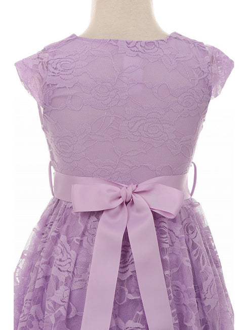 Just Kids Little Girls Lilac Lace Cap Sleeved Easter Flower Girl Dress 4-6 - SophiasStyle.com