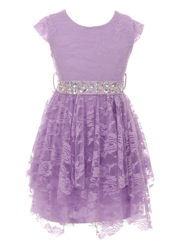 Just Kids Big Girls Lilac Lace Cap Sleeved Easter Junior Bridesmaid Dress 8-14 - SophiasStyle.com