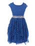 Just Kids Big Girls Royal Blue Lace Ruffle Junior Bridesmaid Dress 8-14 - SophiasStyle.com