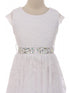 Just Kids Little Girls White Lace Cap Sleeved Ruffle Flower Girl Dress 4-6 - SophiasStyle.com