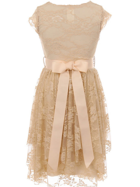 Just Kids Little Girls Champagne Lace Ruffle Easter Flower Girl Dress 4-6 - SophiasStyle.com