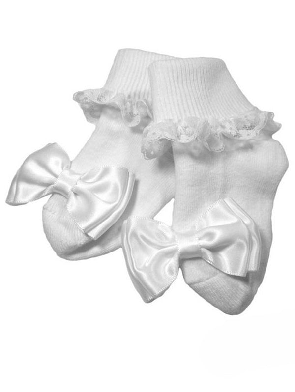 Little Things Mean A Lot Baby Girls White Cotton Lace Socks 0-24M - SophiasStyle.com
