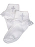 Little Things Mean A Lot Baby Girls White Cotton Embroidered Ankle Socks 0-5 - SophiasStyle.com
