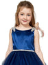 Petite Adele Girls Navy Dull Satin Tulle Dress with Cristal on Shoulder and Waist, Sizes 2-16 - SophiasStyle.com