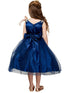 Petite Adele Girls Navy Dull Satin Tulle Dress with Cristal on Shoulder and Waist, Sizes 2-16 - SophiasStyle.com