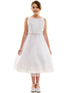 Petite Adele Girls White Pearl Belt Satin Tulle First Communion Dress, Sizes 2-20 - SophiasStyle.com