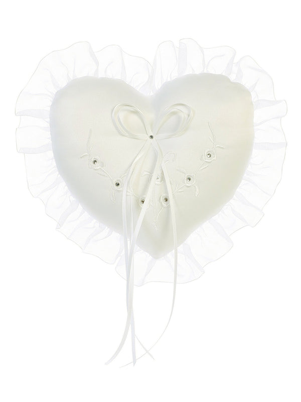 Tip Top Kids Boys Ivory Heart Shaped Floral Embroidered Ring Bearer's Pillow - SophiasStyle.com