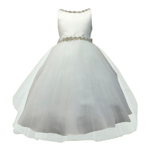 Petite Adele Big Girls Ivory Rhinestone Accented Junior Bridesmaid Dress 8-16 - SophiasStyle.com