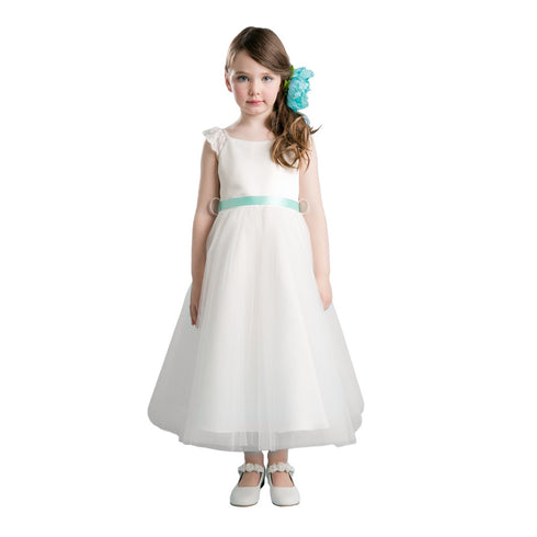 Petite Adele Big Girls Ivory Lace Cap Sleeved Junior Bridesmaid Dress 8-12 - SophiasStyle.com