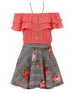 Just Kids Girls Multi Colors Solid Top Necklace Checkered Floral Skirt Set 4-14 - SophiasStyle.com